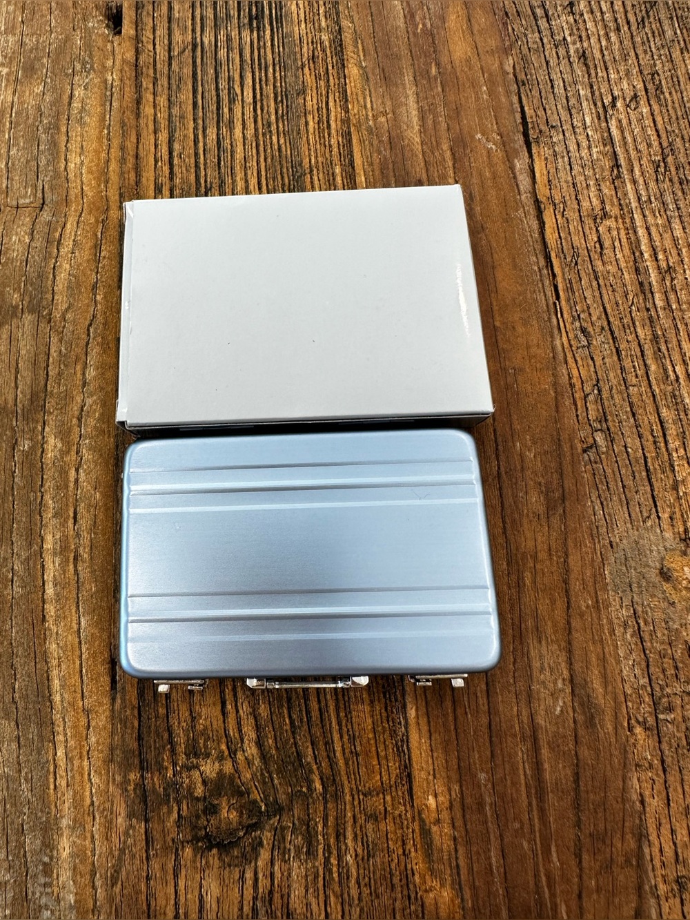 Compact Metallic Blue Mini Briefcase Case